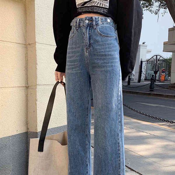 

jeans straight high waist woman loose korean style vintage wide leg baggy mom jeans plus size casual pants gcvf naom, Blue