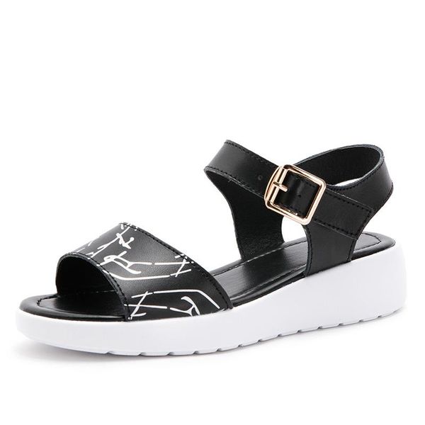 

sandals 2021 summer fashion platform high heel footwear genuine leather women flats shoes ladies sliver sneakers shoe, Black