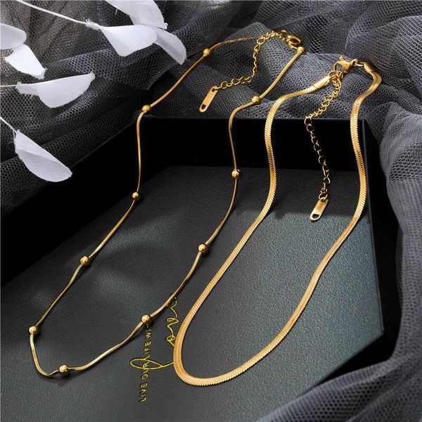 

chokers stainless steel neck chain gold choker necklaces snake on the minimalist pendant jewelry 2021 chocker collar for girl, Golden;silver