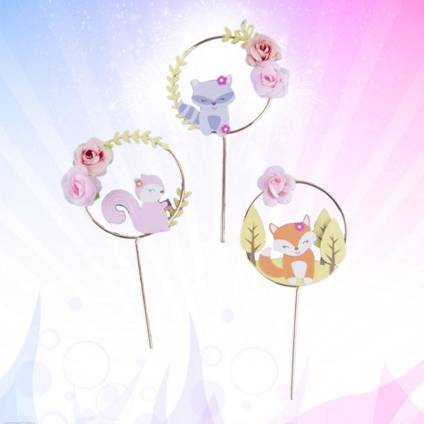 

other festive & party supplies 3pcs animal flower cake ers squirrel picks paper cupcake decor (1pc each style)