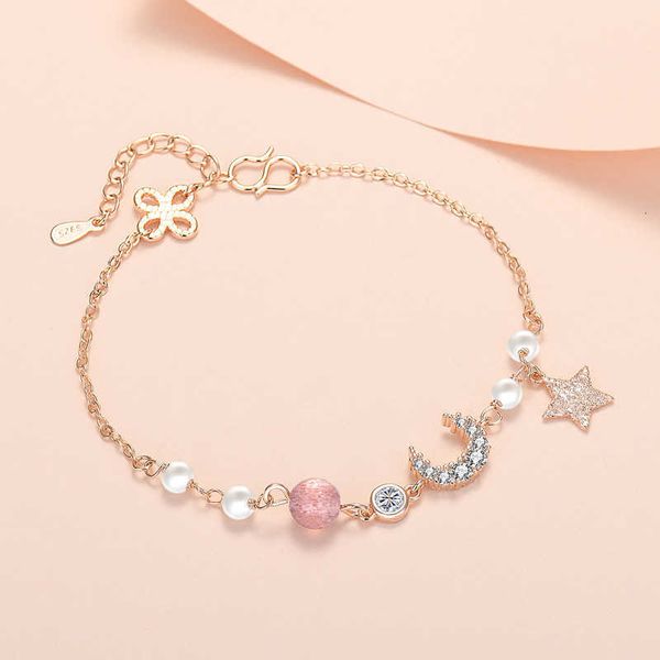 

star moon girl's friend and sister chain strawberry bracelet, Golden;silver