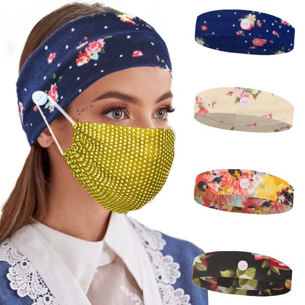 

women's headband mask headband sports printed sweat absorbing button