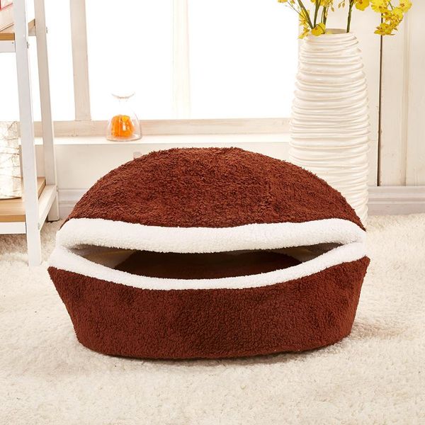 

colour washable soft cat nest comfortable dog kennel pet bed burger shell house foldable warm polar sleeping bag kennels & pens