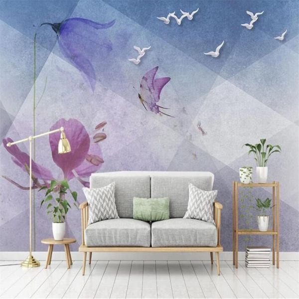 

wallpapers milofi custom 3d wallpaper mural modern geometric flower butterfly living room bedroom background wall decoration painting wallp