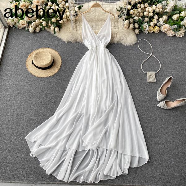 

women korean strap dress v neck sleeveless elegant solid party summer off shoulder a-line beach midi 210512, Black;gray