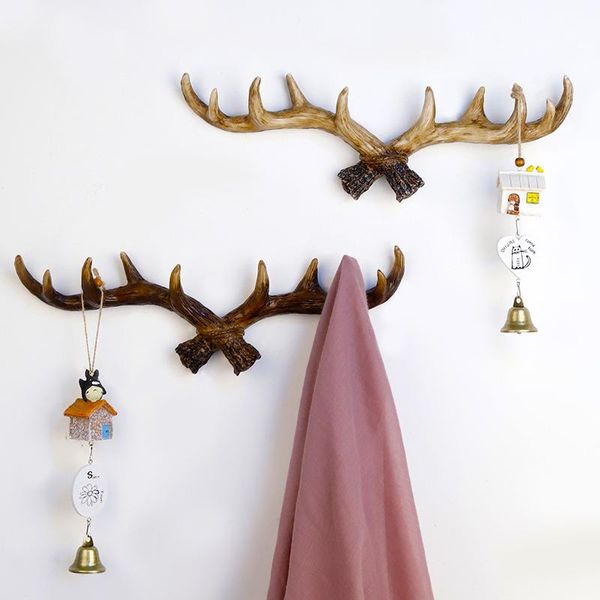 

hooks & rails european style retro antlers wall hanging coat hook resin sundries hanger mounts room storage racks crafts home decor