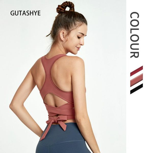 

yoga outfit breathable high support sports bra for women padded gym tank seamless ladies brassiere bras cross straps