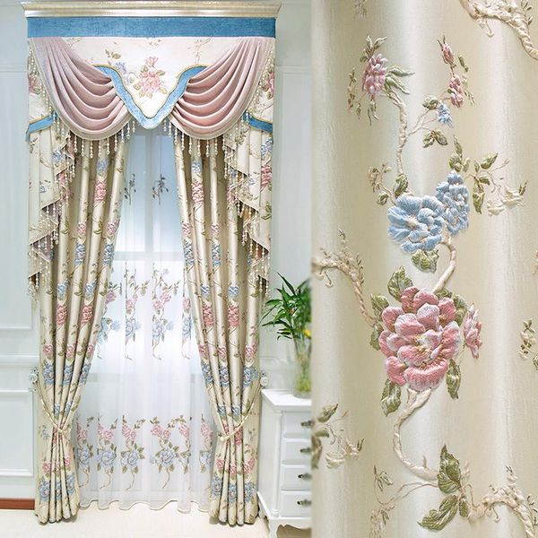 

european royal luxury 4d embossed beige curtains for bedroom upscale el with elegant voile curtain villa living room#4 & drapes