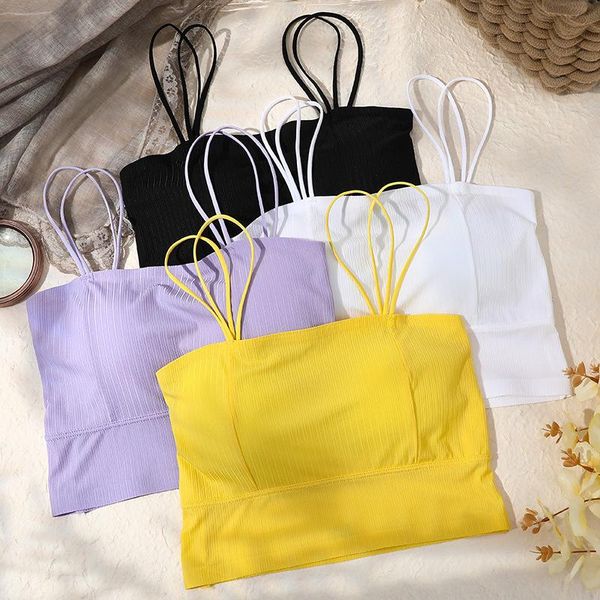 

bustiers & corsets summer women's crop bra tube bandeau sports short tanks strapless streetwear camis seamless underwear, Black;white