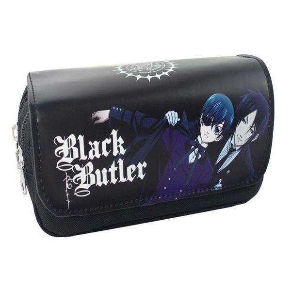 

anime black butler style zipper pencil case cosmetic pouch wallet purse bag, Red;black