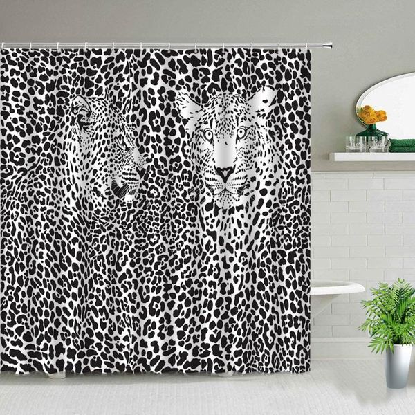 

shower curtains brown leopard print curtain modern animal bathroom decor bathtub partition waterproof fabric bath accessories