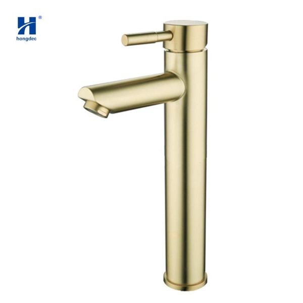 

bathroom sink faucets hongdec single handle brushed gold basin faucet contemporary cold and mixer tap