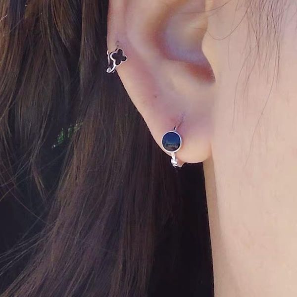 

sterling silver earrings drop-shaped ear bones buckle mini simple personality small inner diameter 5.5mm dangle & chandelier