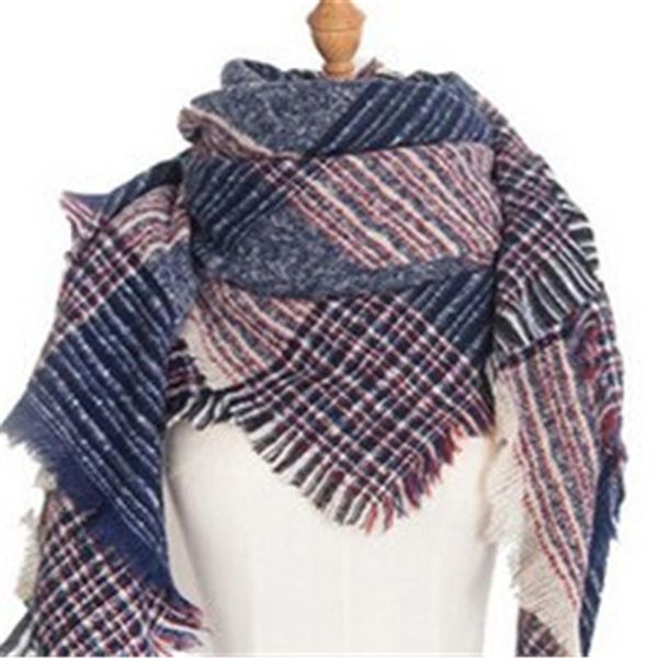

scarves hirigin 2021 winter scarf women plaid warm designer triangle cashmere shawls women's, Blue;gray