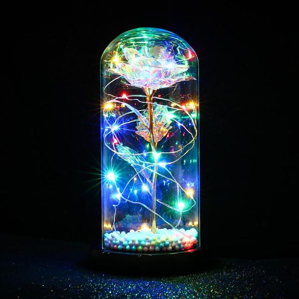 

decorative flowers & wreaths silk multicolor romantic glass dome for valentines day wedding lantern + colored gold foil rose night light &20