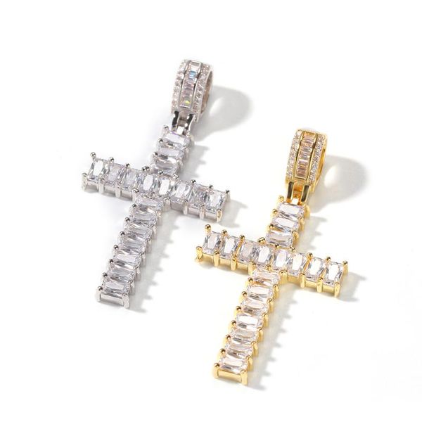 

pendant necklaces gold plated t-square zircon cross necklace simple classic fashion christmas jewelry, Silver
