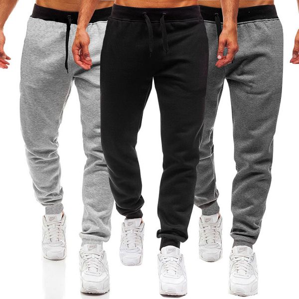 

fashion boutique pants men's fitness solid veet large casual sports, Black