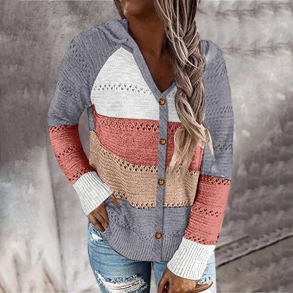 

women's sweaters loose stitching hooded cardigan sweater fashion ladies long-sleeved t-shirt autumn print shirt jacket top, White;black