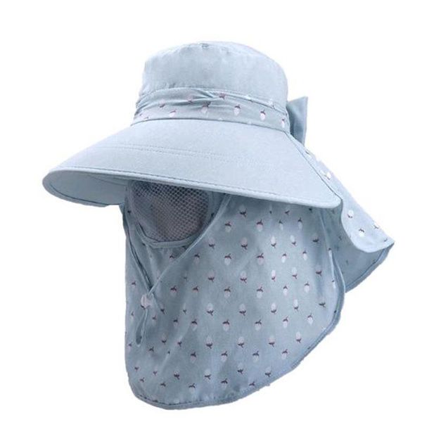 

summer sun protection hat or cap outdoor caps for women's beach on the visor ladies wide brim hats, Blue;gray