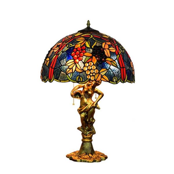 

table lamps retro creative tiffany stained glass living room dining bedroom bedside el villa blue grape beauty base large lamp