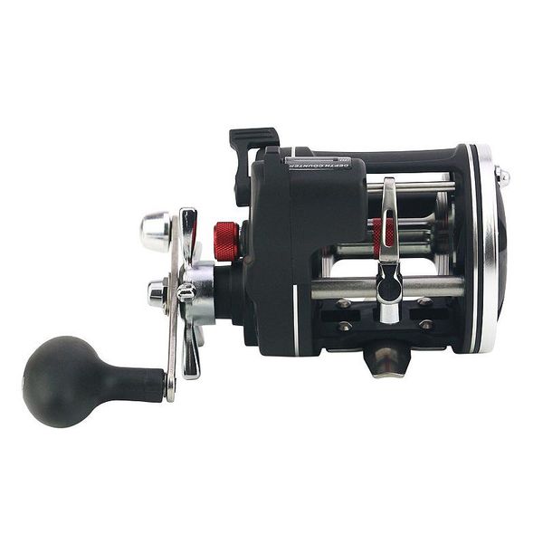 

3.8:1 drum wheel fishing reel with line counter aluminum alloy trolling left handed tackle baitcasting reels
