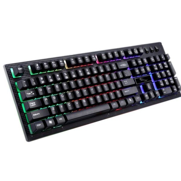 

greatlizard wired keyboard mechanical feeling rainbow led backlit non-slip spill-resistant for gaming and working keyboards