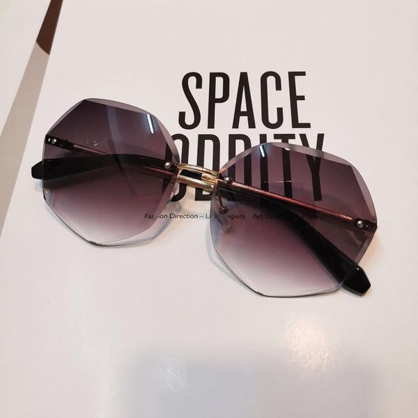 

vintage frameless sunglasses fashion women trend cutting lens creative shades sun glasses latest uv400, White;black