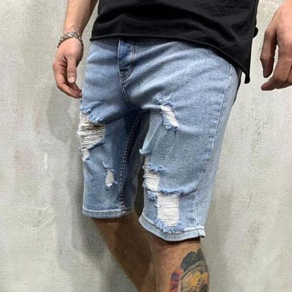 

men's shorts 2021 summer men plus size 3xl fashion casual slim jeans short hole elastic denim, White;black