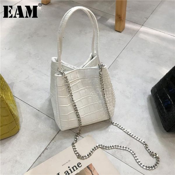 

[eam] women crocodile pattern handbag bucket pu leather personality all-match crossbody shoulder bag fashion 2021 18a2587 cross body