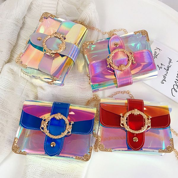 

transparent fashion colorful pvc small single shoulder diagonal chain crossbody bag