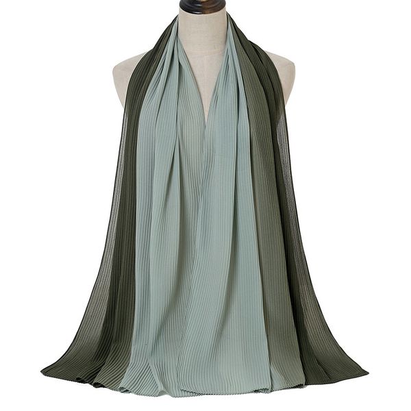 

2021 chiffon crinkle solid two color gradient shawl scarf, Blue;gray