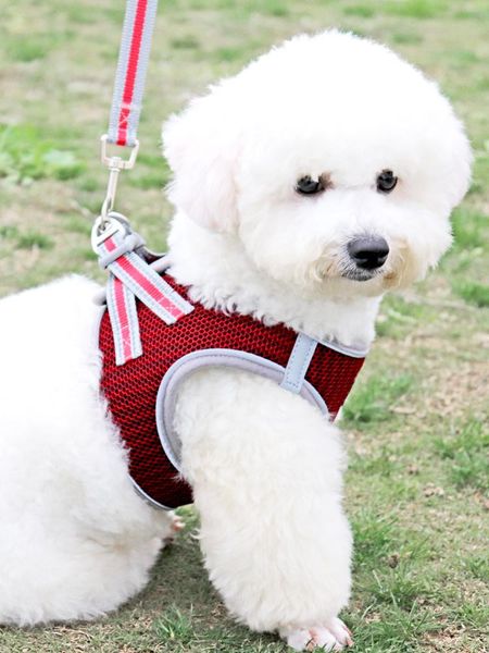 

dog collars & leashes harness reflective puppy kitten breathable mesh vest adjustable small harnesses leash pug pet supplies