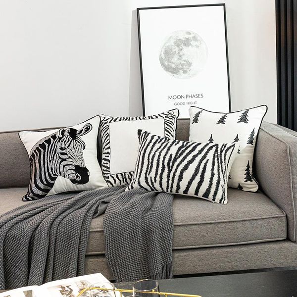 

cushion/decorative pillow nordic cushion cover embroidery 30x50 45x45cm decorative case zebra sofa home decor pillowcase fundas para cojines