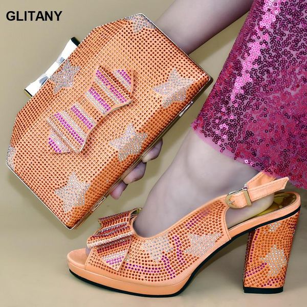 

dress shoes latest nigerian women wedding and bag set high heels sandals african buckle strap elegant, Black