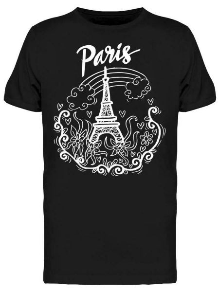 

Eiffel Tower Floral Ornament Tee Men's -Image by Shutterstock, White;black