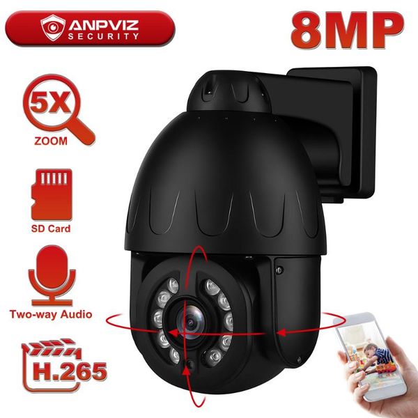 

cameras anpviz 8mp 4k speed mini dome ptz camera 5x zoom outdoor security two-way audio with sd card slot star light ir 40m h.265 danale