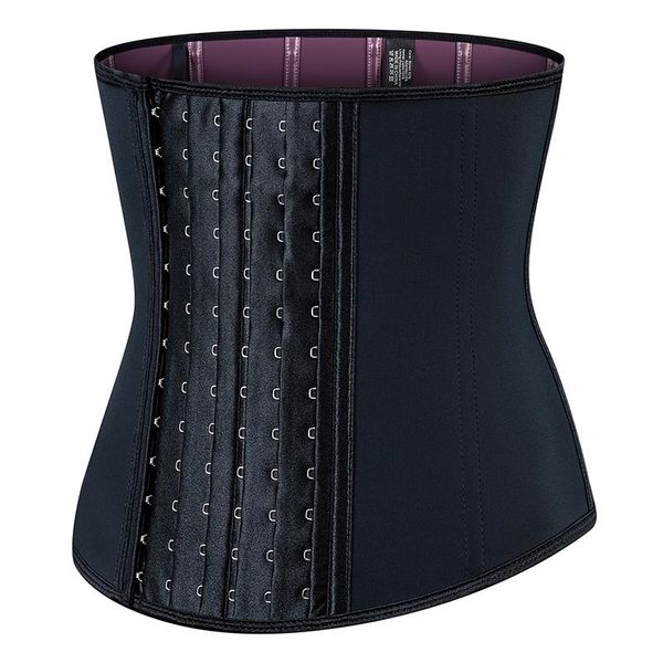 

women's shapers mukatu 9 steel bones latex waist trainer 6 rows of buttons storm sweat coating corset belly slim belt body shaper, Black;white