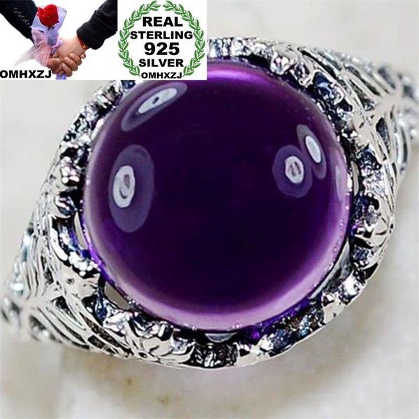 

cluster rings omhxzj wholesale european fashion woman man party wedding gift round purple amethyst taiyin 925 sterling silver ring rr149, Golden;silver