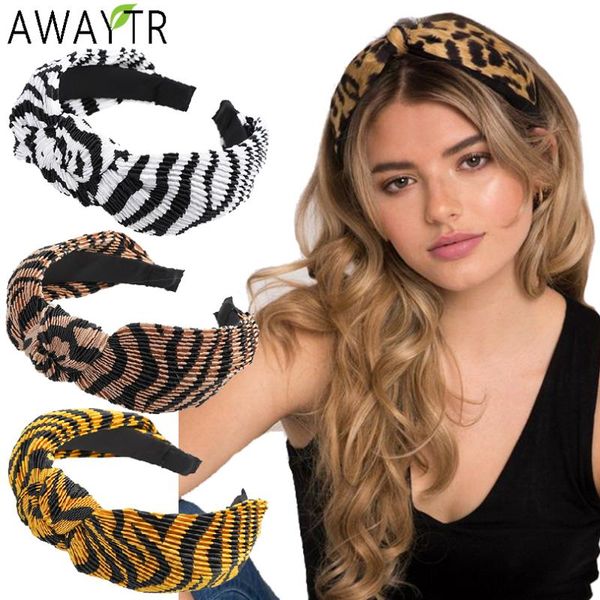 

women hairband wrinkled headband bow wide striped print hair band turban center knot girls accessories