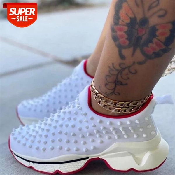 

shoes woman new fashion rivet convenient casual ladies flat shoes woman platform breathable mesh sneakers women drop ship #1p9q