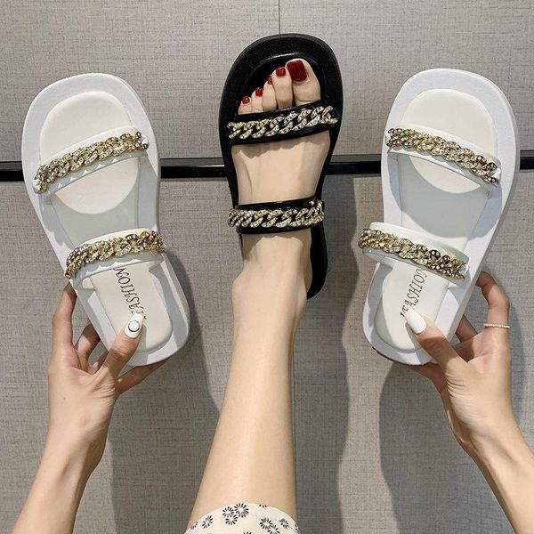 

slippers shoes soft shallow platform slides low slipers women comfort 2021 summer flat pu casual leisure female woman, Black