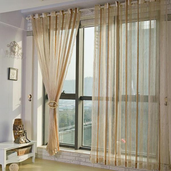 

curtain & drapes chenille orange red gold silk stripe bedroom window screen voile light coffee modern tulle curtains for living room sliding