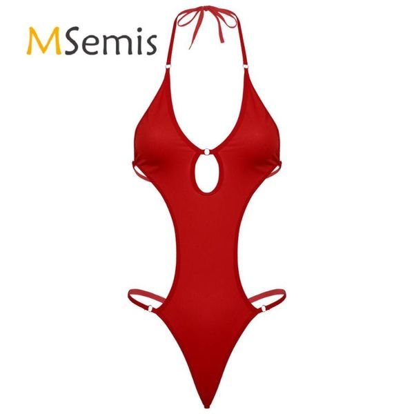 

womens bikini swimsuits lace-up one-piece swimwear bodysuit ladies halter neck hollow out beach bathing suit lingerie underwear suits