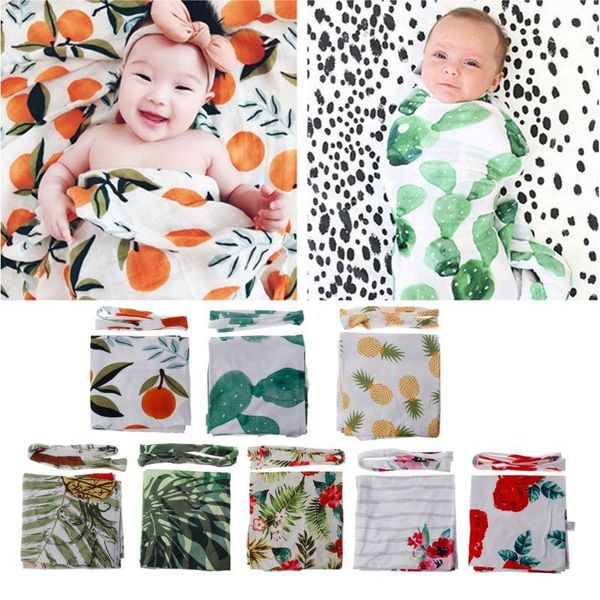 

born baby flower swaddle warp blanket sleeping bag swaddling receiving blankets +headband 2pcs &