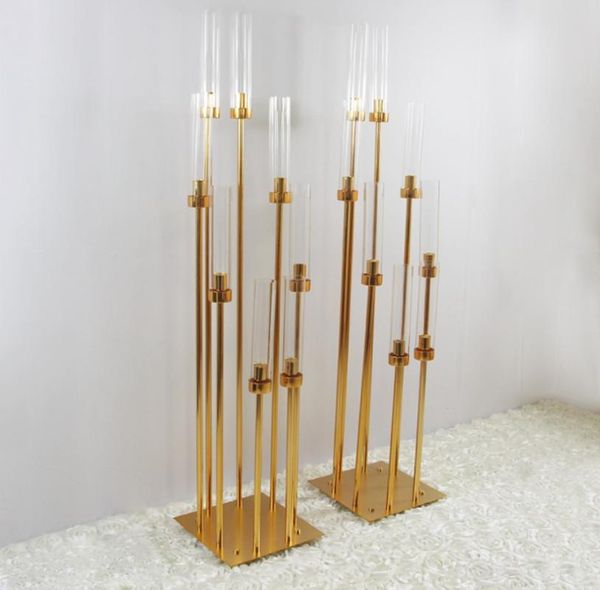 Portacandele 10PCS Portacandele in metallo Candeliere Vaso di fiori Centrotavola per matrimoni Candelabro Pilastro Stand Piombo per strada Decorazioni per feste