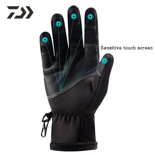 

winter glove fishing glove waterproof warm men climb anti-slip full finger led finger light gloves zipper fishing clothingg, Blue;gray
