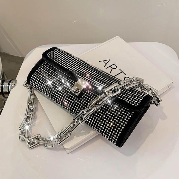 

women's all-match shiny underarm bag fashion style rhinestone leather shoulder wedding dinner flashing handbag cross body