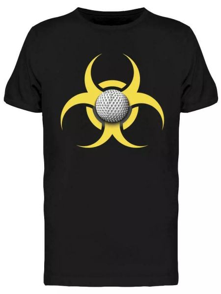 

biohazard symbol with golf ball tee men's -image by shutterstock, White;black