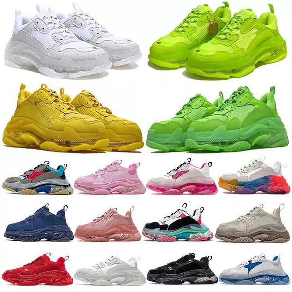 Men Women Dad Shoes 17FW Triple S sapatos casuais Clear Bubble bottom Tênis masculino preto vermelho Old bege amarelo marinho Grandpa Trainer chaussures balencaiga