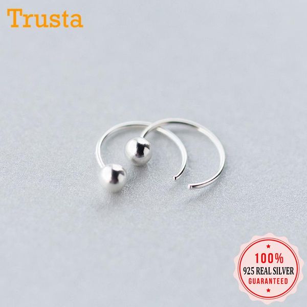 

stud trusta 2021 100% 925 solid real sterling silver fashion cute round beads earrings for women girls kids gift jewelry ds1248, Golden;silver